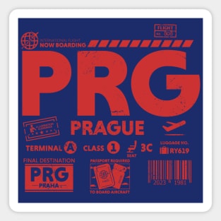 Vintage Prague PRG Airport Code Travel Day Retro Travel Tag Czech Republic Magnet